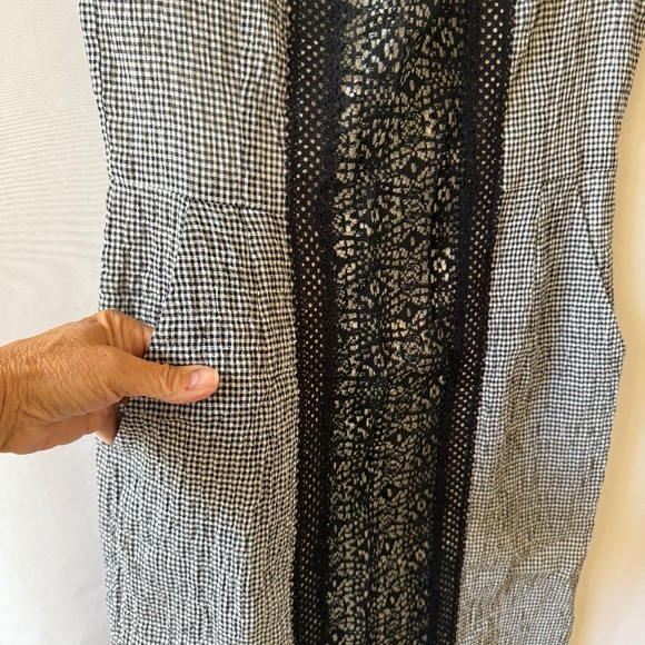 NANETTE LEPORE DRESS GINGHAM CHECK LACE SHEATH COCKTAIL PARTY FEMININE CHIC 6 - Picture 5 of 12